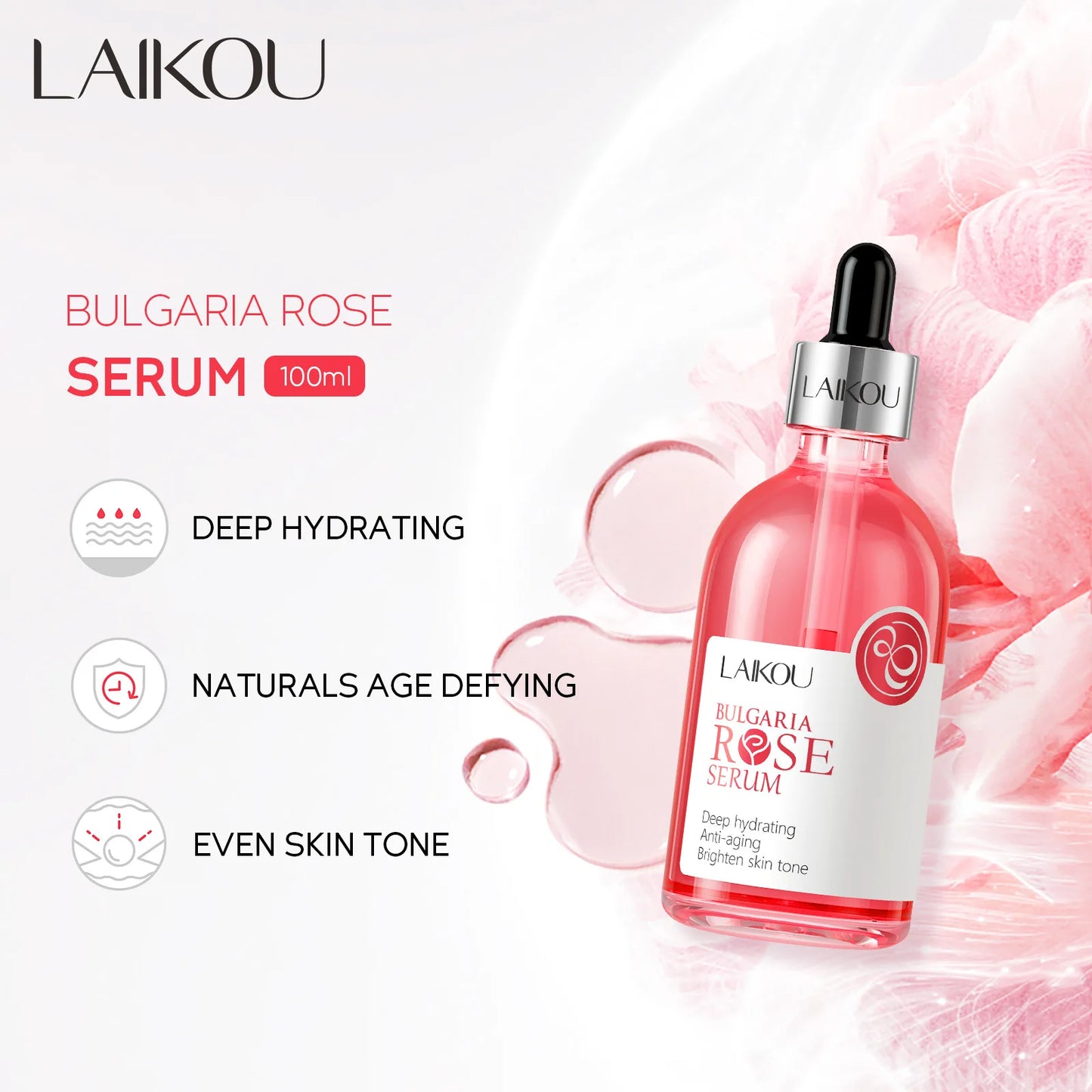 LAIKOU Cherry Blossom or Rose Essence Solution Facial Care Moisturizing Brightening Tighten Hydrating Repair Soothe Soften 100ml