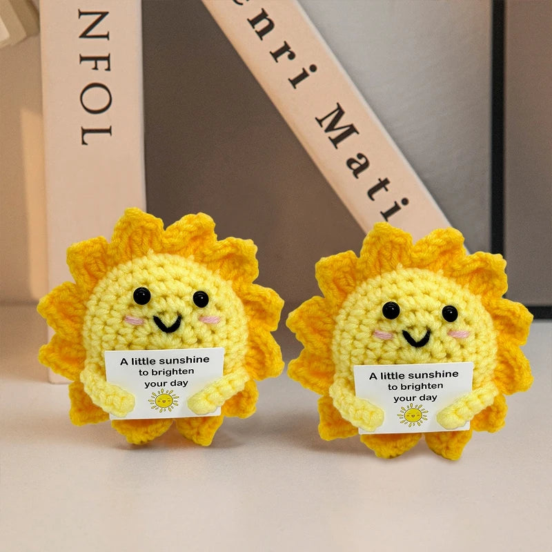 Cute Mini Positive Crochet Bee Hand-woven Animal Doll Thank You Gift for Birthday Teachers Graduation Car Interior Accessories