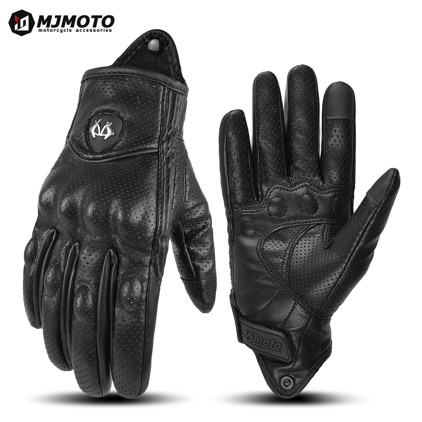 Classic Retro Leather Motorcycle Gloves Summer Wear-Resistant Anti-Slip Men Women Mountain Bike Moto Biker Bicycle Accessories