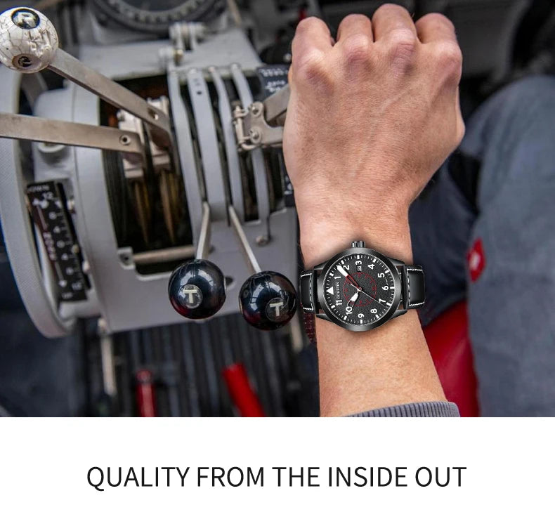 OCHSTIN Men Automatic Mechanical Movement Watch Leather Strap Nylon Male Clock Fashion Waterproof for Men Gift Wirstwatches