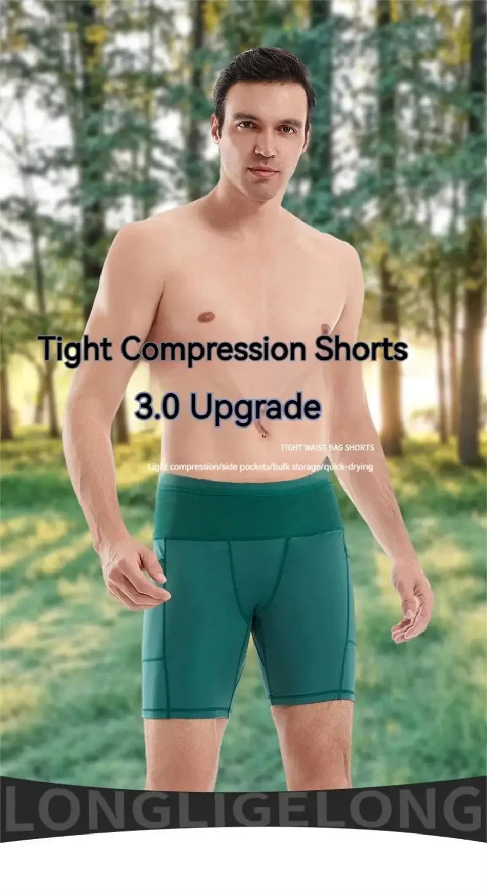 Mul-Pockets Compression Shorts 3.0 Mens Marathon Running Shorts Quick Dry Exercise Training Jogging Cycling Fitness Tight Shorts