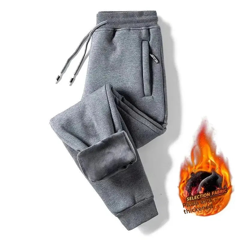 Men's Loose-Fit Fleece-Lined Long Casual Pants Autumn/Winter 2024 Spring/Autumn Korean Style Straight-Leg Pants For Youth