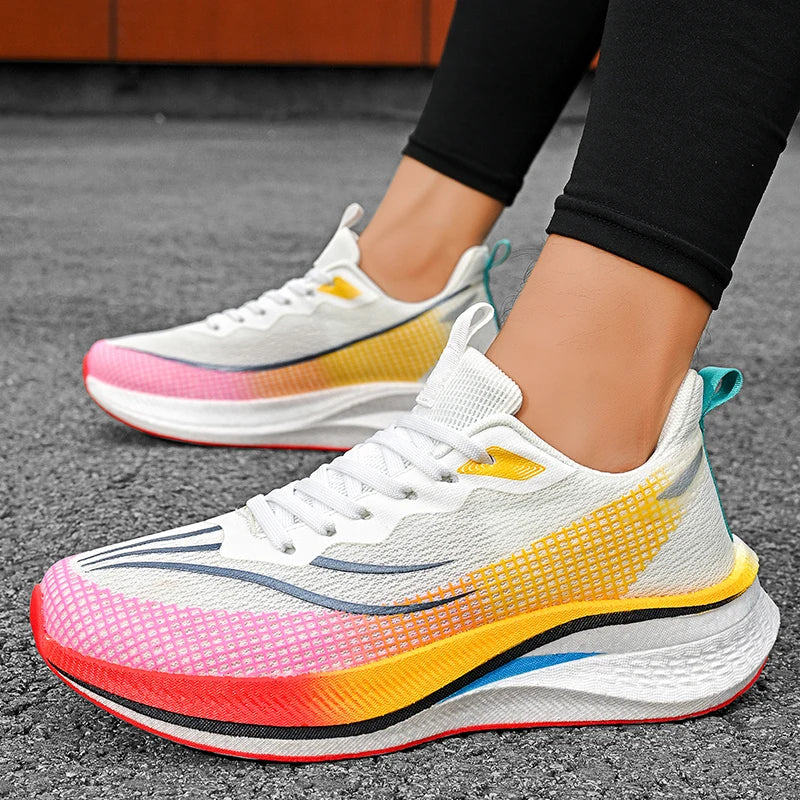 Unisex Running Shoes 2025 Autumn Breathable Mesh Sports Shoes Comfortable Lace-up Flat Sneakers for Men Women