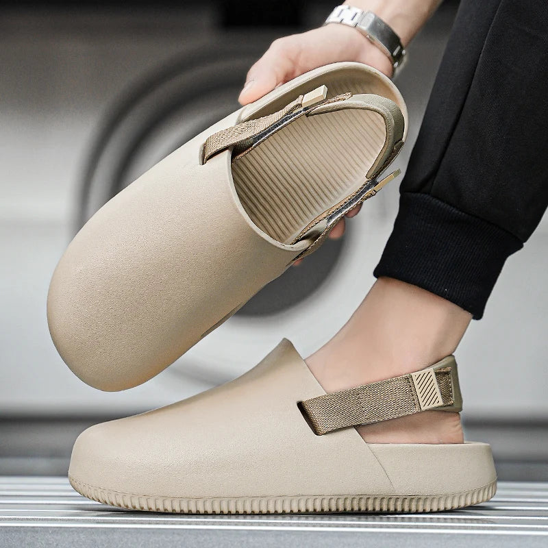 Summers Clogs Man Slippers Men Flat Mules Beach Sandals Quick Drying Water Shoes Work Casual Garden Lightweight Slippers