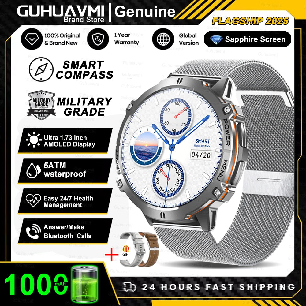 T-Rex 3 Military Grade 1000mAh Battery Smart Watch 10ATM Waterproof GPS Compass Altimeter Call AMOLED Men Swim Sports Smartwatch