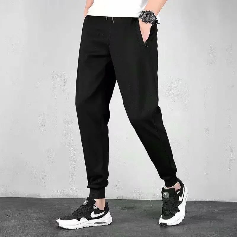 Men's Loose-Fit Fleece-Lined Long Casual Pants Autumn/Winter 2024 Spring/Autumn Korean Style Straight-Leg Pants For Youth