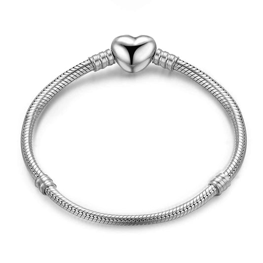 925 Sterling Silver Zircon Sweet Love Heart Bracelet DIY Bead Making Fit Original Pan Bracelets Fine Jewelry Gift