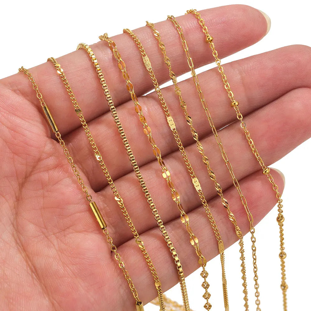 2-meter Lips Beads Chain Stainless Steel Cable Chains for Jewelry Making DIY Necklace Bracelet Accessories Gold Chain Findings