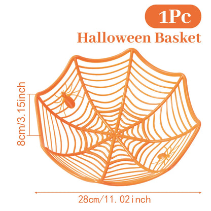 Halloween Spider Web Dessert Basket, Halloween Party Decoration 2025, Candy Bowl, Haunted House, Trick or Treat, Party Supplies, Snack Tray