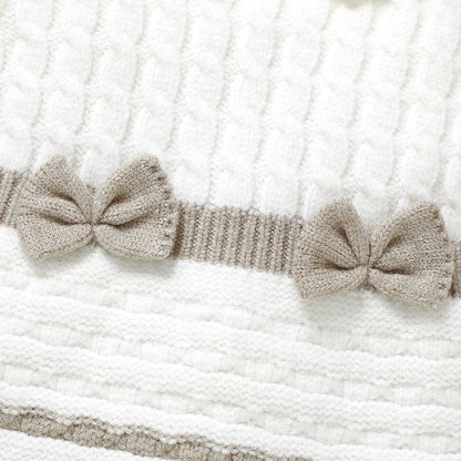 Newborn Baby Rompers Knit Foot Wrapping Toddler Kid Clothing Hat 0-9M Overalls Fashion Tie 2PCS Infant Girl Jumpsuit Long Sleeve