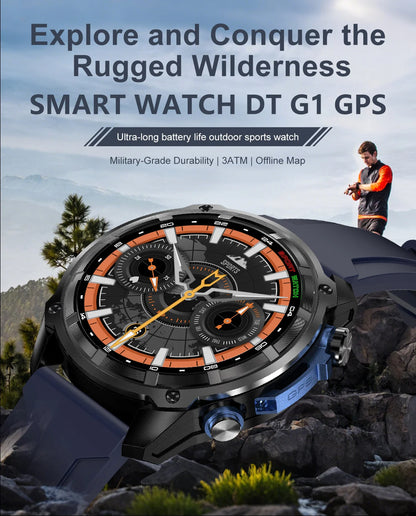 2026 Men GPS New Offline Map Smart Watch 10ATM Waterproof 4GB Route Navigation Clock 1000mAh Battery Outdoors Military Watches