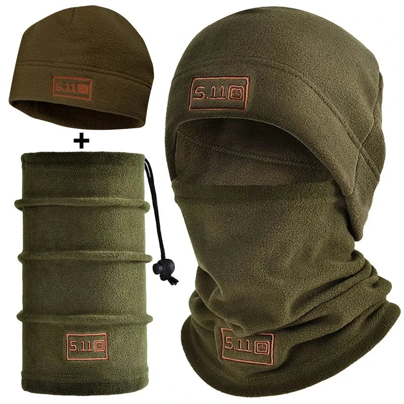 Tactical Fleece Hat&amp;Scarf Set Thermal Head Cover Winter Warm Balaclava Face Mask Sports Cycling Bonnet Neck Protector