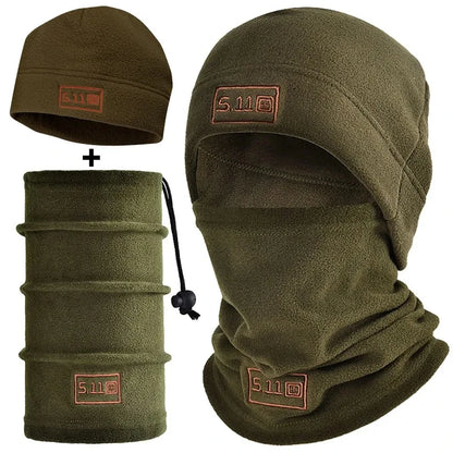 Tactical Fleece Hat&amp;Scarf Set Thermal Head Cover Winter Warm Balaclava Face Mask Sports Cycling Bonnet Neck Protector
