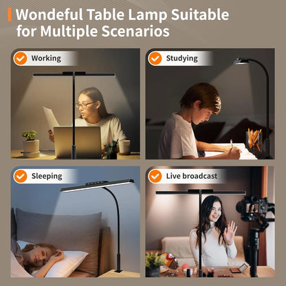 Desk Lamp, 3 Colors Stepless Dimming LED Desk Lamps for Home Office Adjustable Memory Desk Light with Touch Clamp/Remote Control