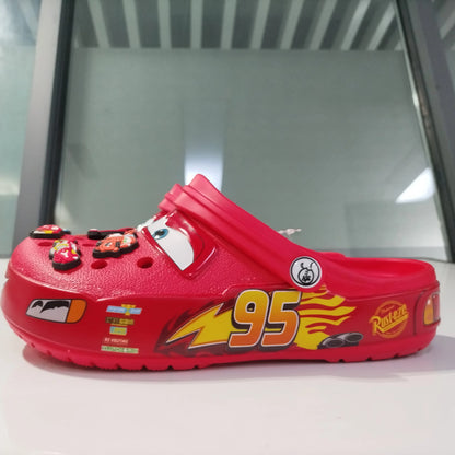 Mcqueens Pixar Cars Cartoon Kawaii Waterproof Breathable Eva Slippers For Adults Solid Outdoor Sandals With Holes Casual Shoes