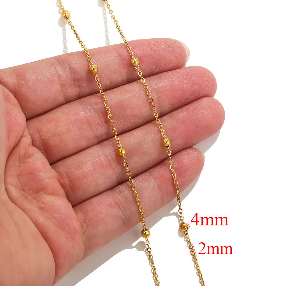 2-meter Lips Beads Chain Stainless Steel Cable Chains for Jewelry Making DIY Necklace Bracelet Accessories Gold Chain Findings