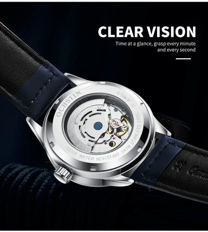 OCHSTIN Men Automatic Mechanical Movement Watch Leather Strap Nylon Male Clock Fashion Waterproof for Men Gift Wirstwatches