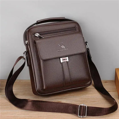2025 New Men's Crossbody Shoulder Bags Waterproof Vintage Large Capacity PU Leather Bag Men's Messenger Tote