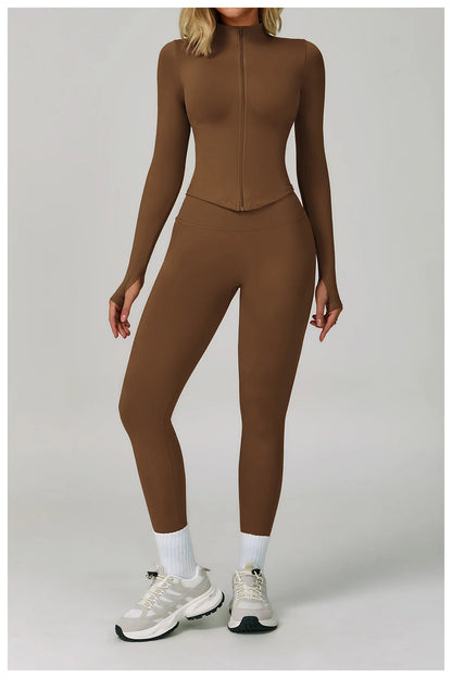 2/3PCS Yoga Suit Sports Set Women Tracksuit Gym Set Seamless Running Workout Set Push Up Long Sleeve Sports Jacket Yoga Clothing