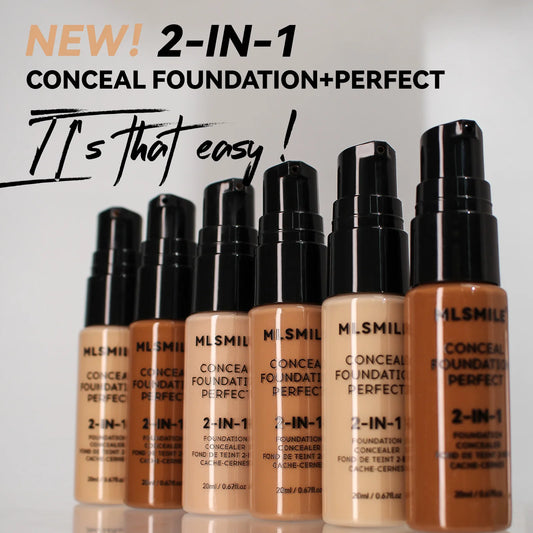 MLSMILE 6 color Powder Foundation long-Lasting Waterproof, Moisturing Sweat resistant and easy to open Oil-control concealer