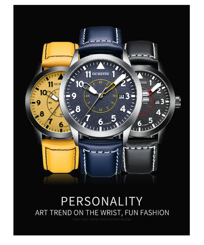OCHSTIN Men Automatic Mechanical Movement Watch Leather Strap Nylon Male Clock Fashion Waterproof for Men Gift Wirstwatches