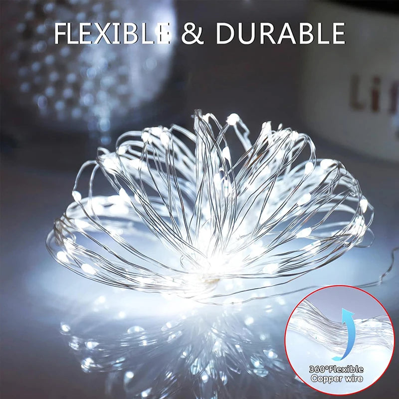 Solar Fairy String Lights Outdoor LED Garden Christmas Decoration Garland Light For Xmas Halloween Thanksgiving Wedding