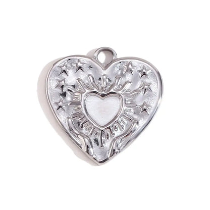 Face Sun Oval Cross Sunflower Relief Long Eyelashes Sparkling Eyes A Rose Round Pendant 316L Stainless Steel Silver Color