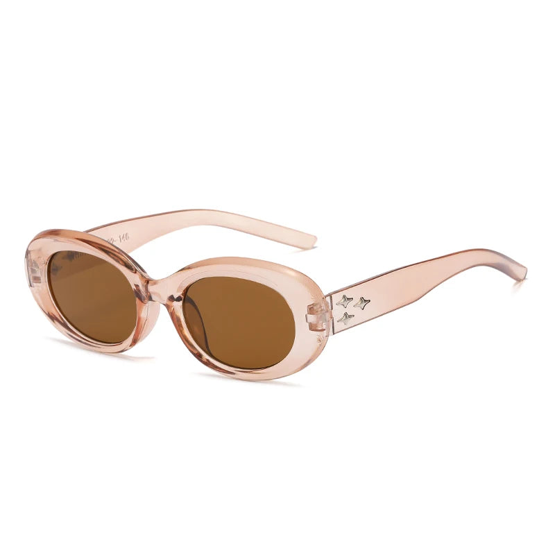 New 2025 Oval Sunglasses for Men Women Fashion Retro Brand Design Shades Eyewear Female Candy Color Goggle Fishing Sun Glasses