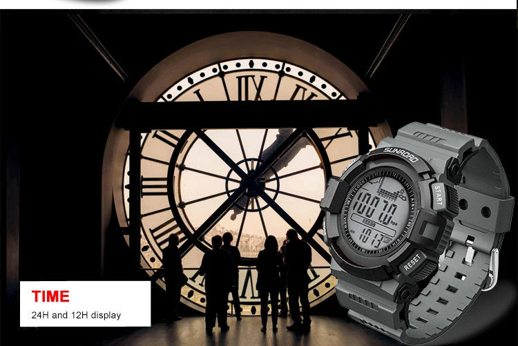 SUNROAD New 715A Sports Watch Altimeter Men's Digital Watches For Men Fishing Clock 3ATM Waterproof Present Reloj Hombre