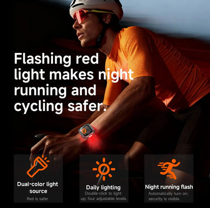 Robust military smart watch 1400Mah battery fitness tracking 10ATM waterproof tactical sports flashlight men's phone watch
