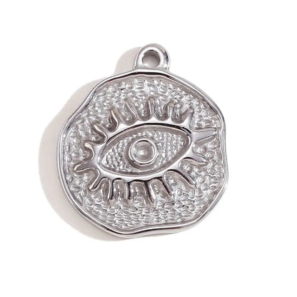 Face Sun Oval Cross Sunflower Relief Long Eyelashes Sparkling Eyes A Rose Round Pendant 316L Stainless Steel Silver Color