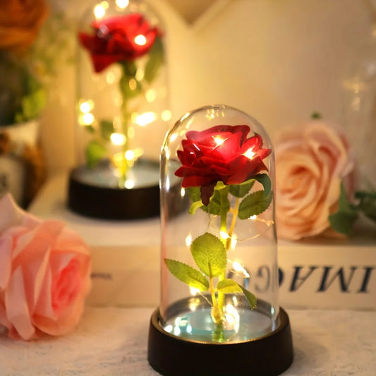Wedding anniversary gift, Valentine's Day gift, eternal rose flower, colorful luminous ornament for women, mother, girlfriend, wife, home decoration.