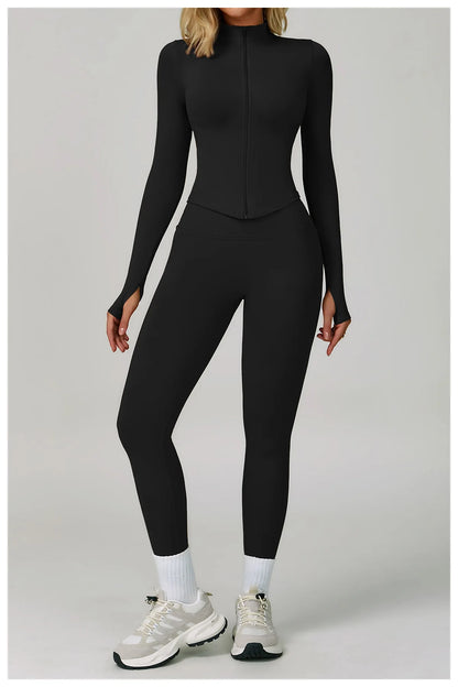 2/3PCS Yoga Suit Sports Set Women Tracksuit Gym Set Seamless Running Workout Set Push Up Long Sleeve Sports Jacket Yoga Clothing