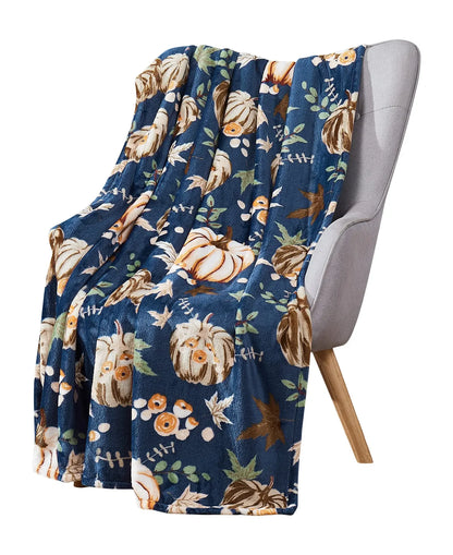 Halloween Throw Blanket for Couch Bed Halloween Fall Thanksgiving Gift Blanket Pumpkin and Ghost Print Blankets Sofa Blankets
