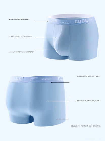 4Pcs Boxer Shorts Men's Underwear Ice Silk Underpants Sexy Panties 3A Antibacterial Breathable Elastic Lingerie Plus Size L-6XL