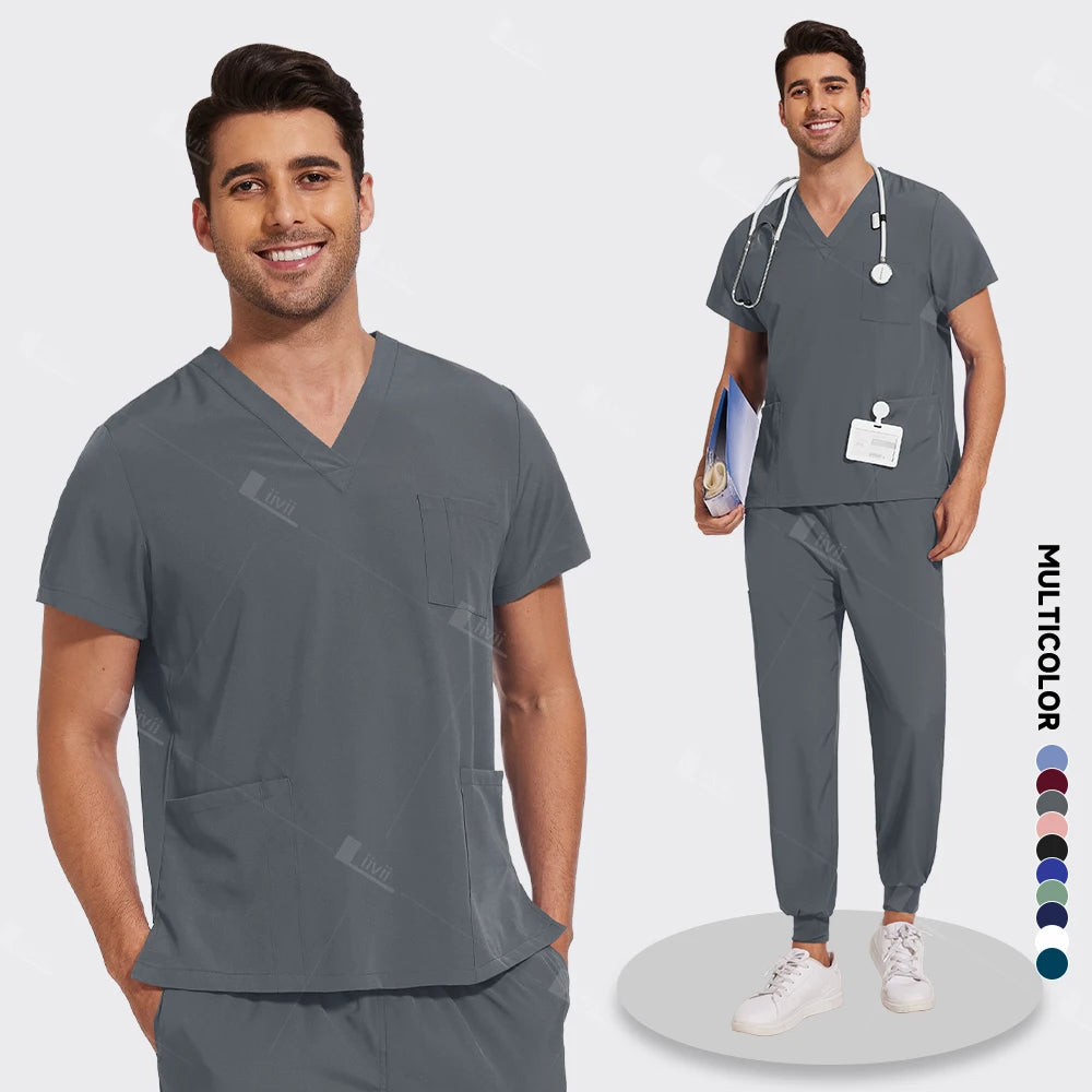 New Lightweight Anti-wrinkle Surgical Uniform Woman Men Medical Nurse Scrub Set Soft Breathable Jogger Nursing Clinical Workwear