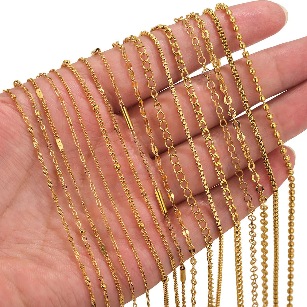 2-meter Lips Beads Chain Stainless Steel Cable Chains for Jewelry Making DIY Necklace Bracelet Accessories Gold Chain Findings