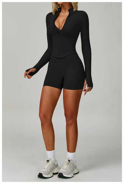 2/3PCS Yoga Suit Sports Set Women Tracksuit Gym Set Seamless Running Workout Set Push Up Long Sleeve Sports Jacket Yoga Clothing