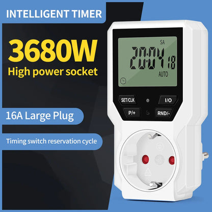 Electronic Timer Switch LCD Digital Time Control Energy Saving Manager Programmable Socket EU Plug Automatic Surge Protector