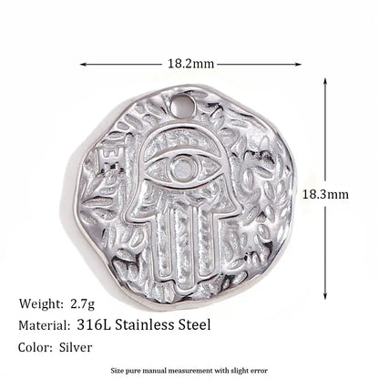 Face Sun Oval Cross Sunflower Relief Long Eyelashes Sparkling Eyes A Rose Round Pendant 316L Stainless Steel Silver Color