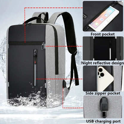 Men's Waterproof Oxford Laptop Backpack 15.6 Inch with USB Charging Port High Capacity Business Travel School Bag