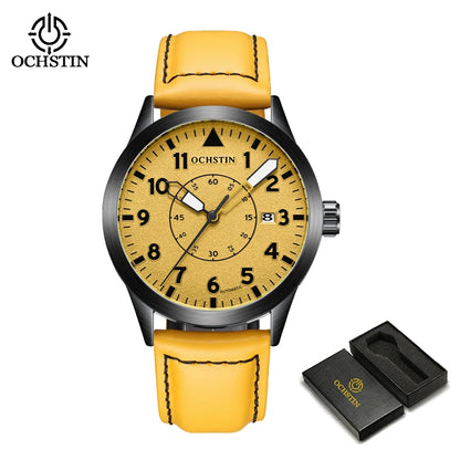 OCHSTIN Men Automatic Mechanical Movement Watch Leather Strap Nylon Male Clock Fashion Waterproof for Men Gift Wirstwatches