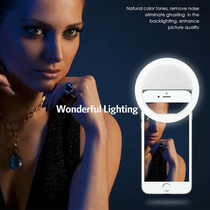 USB Charging LED Selfie Ring Light Lens for Mobile Phones, LED Selfie Ring Lamp for iPhone, Samsung, Xiaomi, Huawei Phone Selfie Light