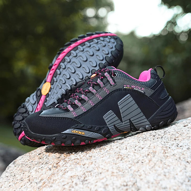 Outdoor couple hiking shoes, men's waterproof hiking shoes, leather tactical shoes, women's non slip outdoor shoes
