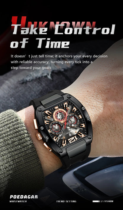 POEDAGAR Luxury Watches For Men Sport Casual Waterproof Luminous Date Man Wristwatch Chronograph Quartz Silicone Men Watch Reloj