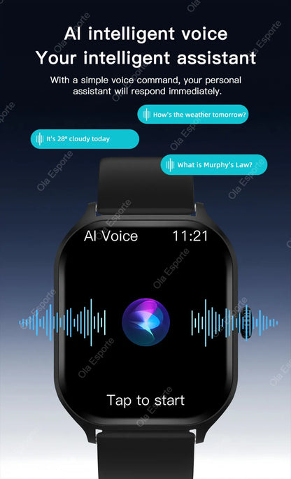 2026 New Smart Watch For Android IOS 2.01Inch Color Screen Bluetooth Call Blood Oxygen/Pressure Monitoring Smart Watch Women Men