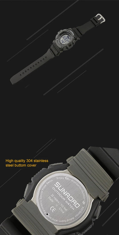 SUNROAD New 715A Sports Watch Altimeter Men's Digital Watches For Men Fishing Clock 3ATM Waterproof Present Reloj Hombre