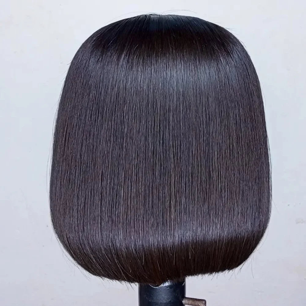 100% Human Hair Wig Glueless Braided Closure Hd Lace Frontal Wig Pre Cut Vietnamese Straight Short Bob Lace Front Wig for Women