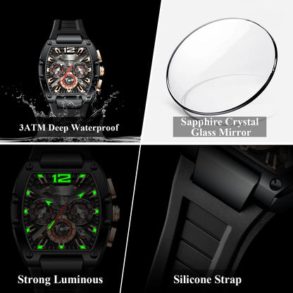 POEDAGAR Luxury Watches For Men Sport Casual Waterproof Luminous Date Man Wristwatch Chronograph Quartz Silicone Men Watch Reloj