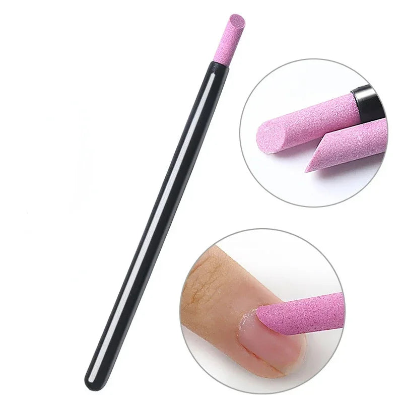 Portable Quartz Grinding Sanding Pen Nail Cuticle Pusher Dead Skin Remove Pushers Nail Polish Manicure Stick Nail Files Tools